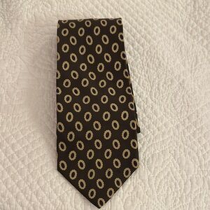 J. Crew Brown Tie with Gold Pattern